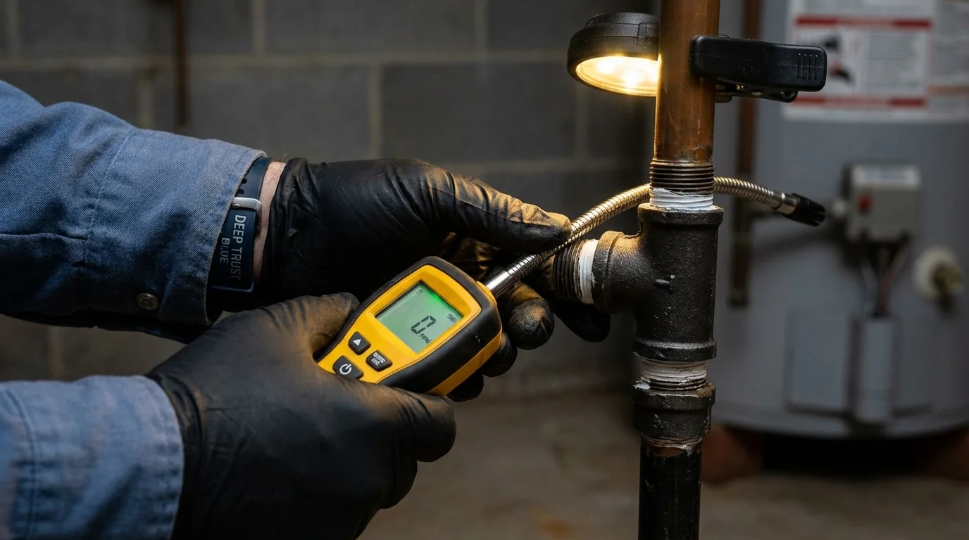Gas leak detection with electronic sniffer by Johns Plumbing LLC in Clearfield